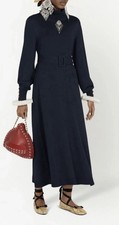 GUCCI DRESS roll-neck belted wool-blend dress in NAVY Size M RRP £1450