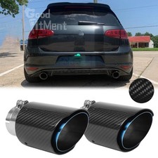 2pcs Carbon Fiber Exhaust Tip Tail Muffler Pipe 2.5 In 3.5 Out For Vw Golf Gti