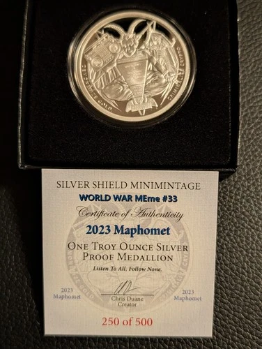 2023 Silver Shield "Maphomet" 1 Ozt 999 FS Proof Medallion W/COA
