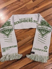 Seattle Sounders White Green Scarf MLS Space Needle Ruffneck Scarves (Stained)