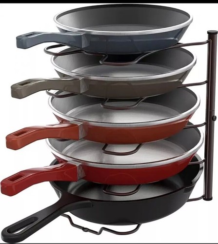 Kitchen Cabinet Pantry Pan Organizer Holder Rack, Bronze Simple Houseware - Picture 4 of 8
