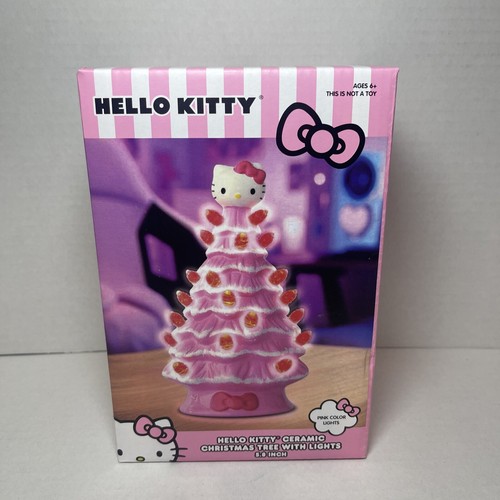 Hello Kitty rosa Keramik Weihnachtsbaum mit rosa Farbe Lichter 5,8 Zoll