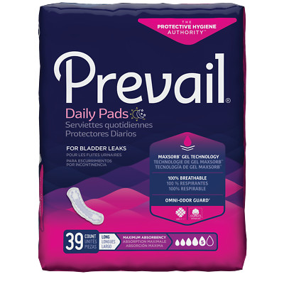 Prevail Bladder Control Pad 13'' Length, Maximum, Long - Bag of 39