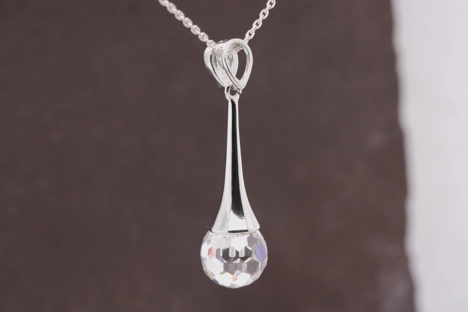 Sterling Silber Zirkonia Discokugel Elegance Anhänger & Silber Halskette - Bild 4 von 4