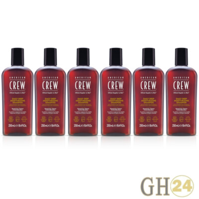 6x American Crew Daily Moisturizing Shampoo Feuchtigkeitsspendend 250ml