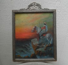 ANTIQUE PAINTING OF ANDALUSIAN HORSE AND MOOR,  SIGNED & DATED 1934
