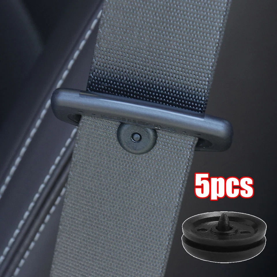 5Pcs Black Clip Seat Belt Stopper Buckle Button Fastener Safety  Car Accessories - Image 2 of 4