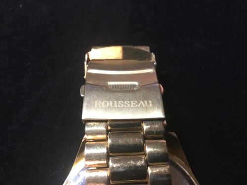 Rousseau 9445 Men's Suter Luminous Indices Blue Dial/Bezel Yellow Gold Watch - Picture 6 of 7