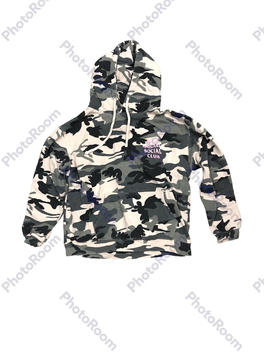 Anti Social Social Club ASSC Snow Camo Gray Hoodie Sweatshirt Blue Writing  Sz XL | eBay
