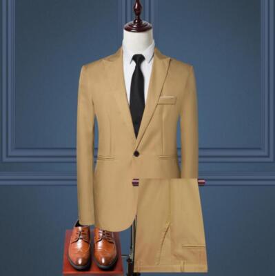 Men's One Button Modern Fit Suit Set Two Piece Jacket+pant Set Business Outfits