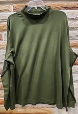 Women’s QVC CABIN CREEK Mock Neck LS GREEN Cotton Shirt Size 2X Made In USA