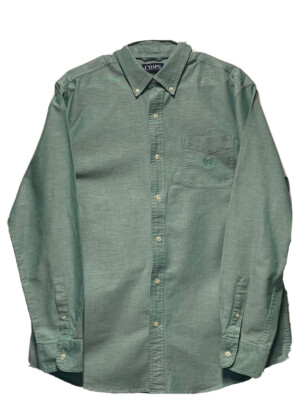 Chaps Men s Shirt Long Sleeve Button Down Solid Green Size Large