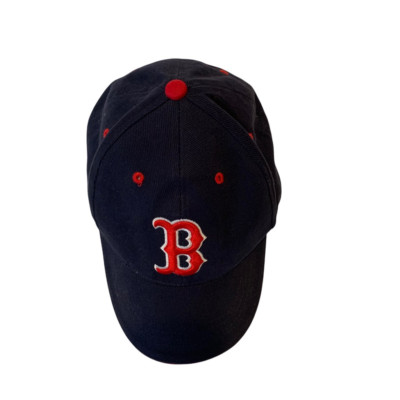 Boston Red Sox T.E.I. Mens Baseball Cap Blue 6 Panel Hook Loop 100% Cotton XS