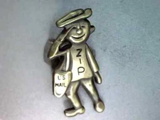  USPS,   MR. ZIP 1 1/2"  BRASS PIN, ZIPMAN, US POST OFFICE 