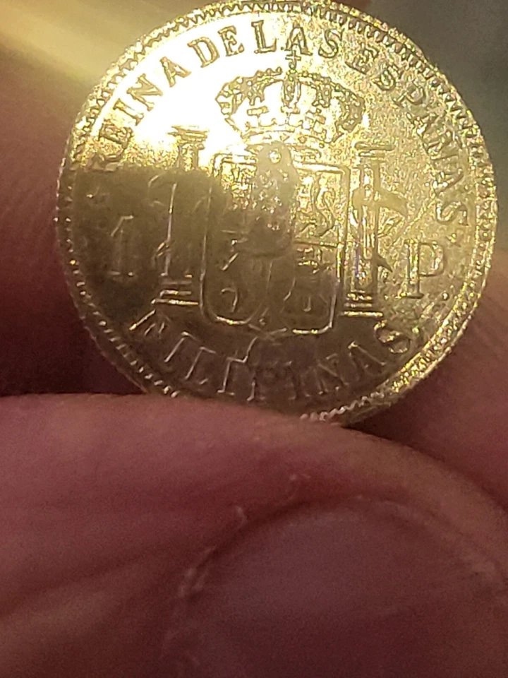 1898 PHILLIPINES 1 PESO GOLD COIN ISABEL II - Image 4 of 4