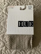 HUE Tights Women's Size M/L  Flax Beige Chevron Quilted Control Top