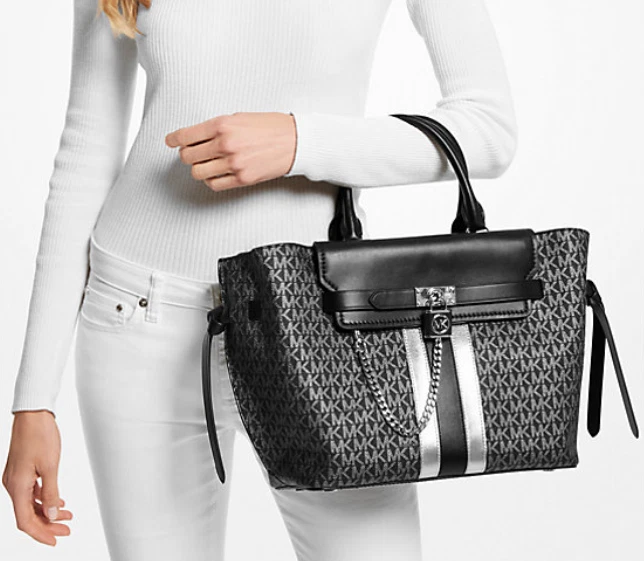 Сумка Michael Kors Hamilton Legacy большая с металлическим логотипом в полоску на поясе