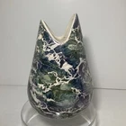 1961 McCoy Pottery 8 InVASE CASCADE LINE PURPLE LUSTRE Marbled Retro MCM Ceramic