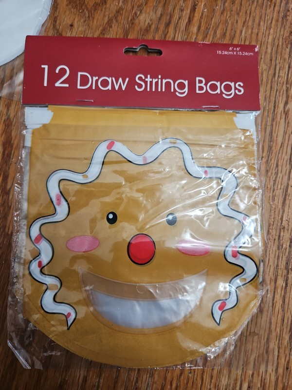 Gingerbread Man Shaped Treat Bags 12 Count Draw String