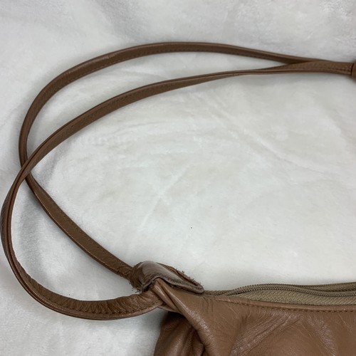 SAS Vintage Natural Tan Beige Brown Leather Shoulder Bag Purse Knot Strap VTG - Picture 8 of 18