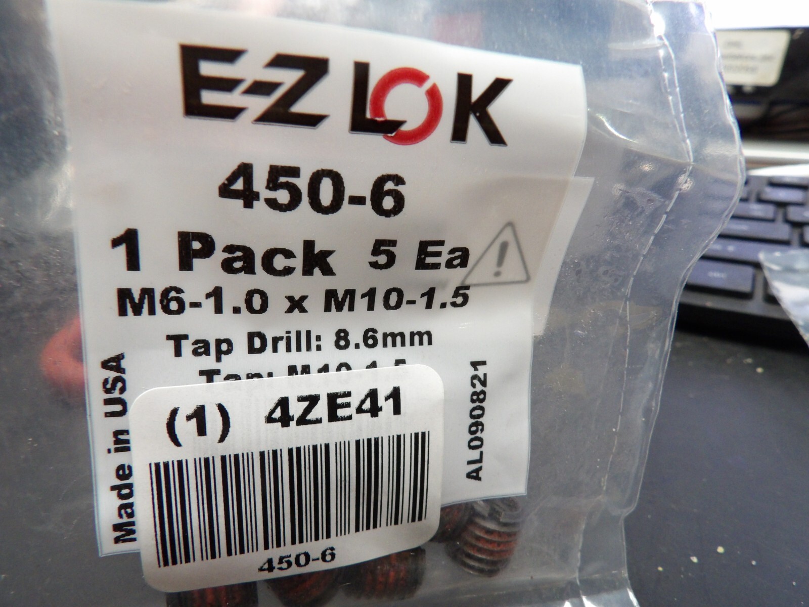 EZ Lok 450-6, M6-1.0 Carbon Steel Insert For Metal, Made In USA, Lot of ...
