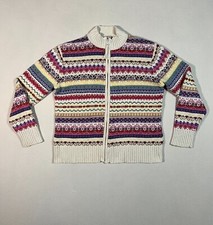 Vintage Tiara International Zipper Cardigan Size Medium White Pink Purple
