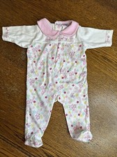Vintage Bunnies Flowers Sleeper 0-3 Months Small Steps Baby Girl 1 Pc Footed XS