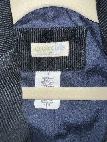 Crewcuts J Crew Boys Navy Bkue Corduroy Jacket Coat Ludlow Size 4/6 Two Buttons - Picture 5 of 5