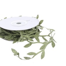 40 Yards of 1" Wide Satin Green Leaf Vine Ribbon - 100 Polyester