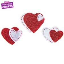 VALENTINE CRAFTS Dimensional Stickers - GLITTER FELT HEART - 12 pcs