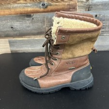UGG Waterproof Brown Winter Boots 5209 Leather Sheepskin Big Kids Youth Size 4