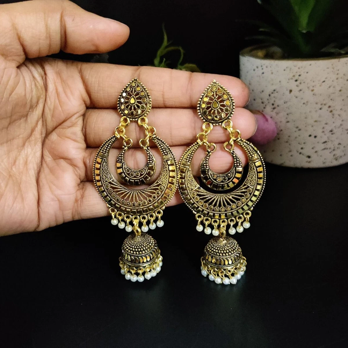 Gold plated long earrings deals