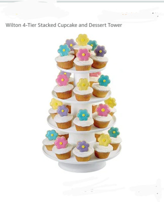 Wilton 4-Tier White Reusable Collapsible Cupcake Dessert Stand