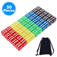 50 Game Dice Set Translucent Colors for Tenzi, Farkle, Yahtzee, Math Teaching