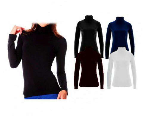 Maglia Donna Lupetto Termico Dolcevita Invernale Collo Alto Interno Felpato  KA22 | eBay