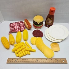 Pretend Kitchen BARBEQUE COOK OUT Play Food Lot - Hamburger Hot Dog BBQ Chips