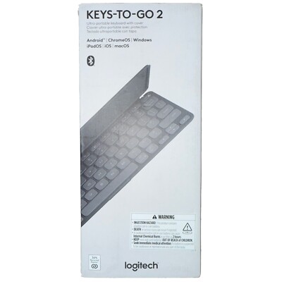 Logitech KEYS-to-GO 2 Portable Bluetooth Tablet Keyboard, Builtin Cover Graphite