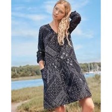 Garnet Hill Womens Patchwork Bandana Print Button Up Dress Size 18 Boho Flowy