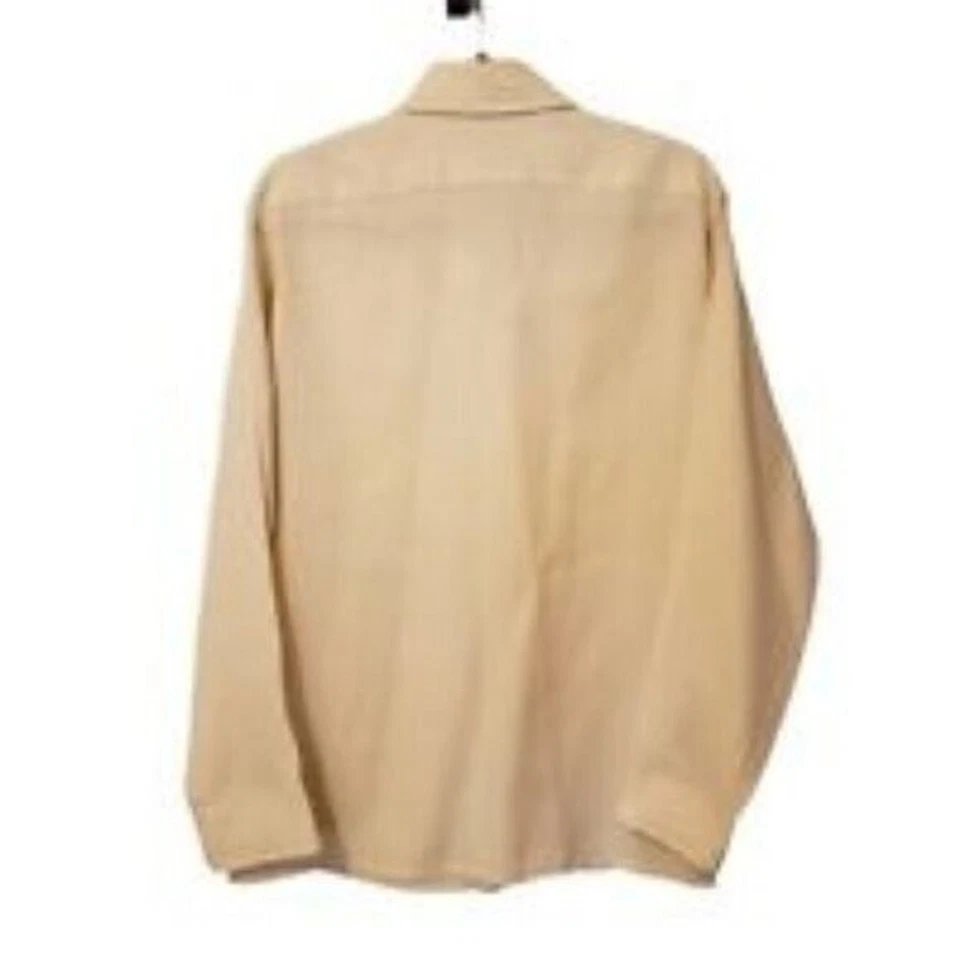 Van Heusen Mens Sz M Ivory Solid Long Sleeve Dress Shirt - Image 4 of 4