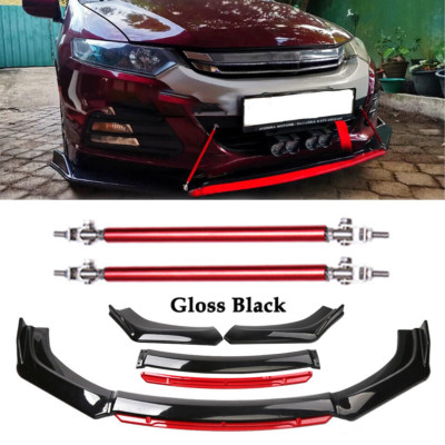 Front Bumper Lip Body Kit Splitter Spoiler Glossy Black Red For Honda Insight