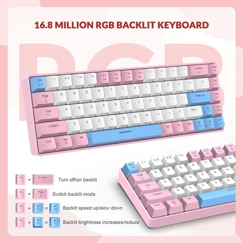 Wired 65% Mechanical Gaming Keyboard with RGB Backlit for PS4 PS5 Xbox PC Mac - Picture 7 of 49