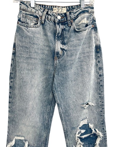 FREE PEOPLE Women's Jeans Indigo My Own Lane Distressed Straight Leg size 27 - Picture 3 of 8