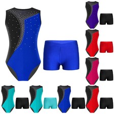 Girls Gymnastics Competition Ballet Leotard Colorblock Dance Outfits Bodysuit
