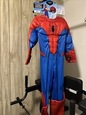 JAZWARES KIDS SPIDER-MAN PADDED JUMPSUIT COSTUME W/ GLOVES MASK SIZE 7-8 NEW