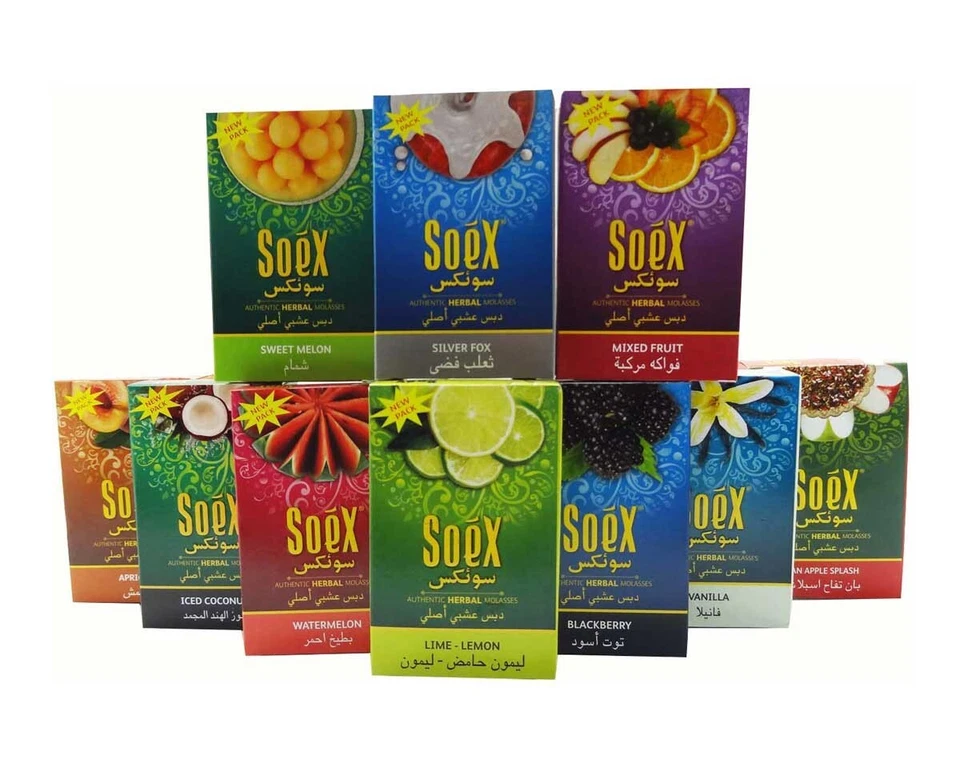 GENUINE SOEX 10 Pack 500 Grams, Double Apple, Mint, Watermelon, Mixed Fruit, Gum - image 2 of 4
