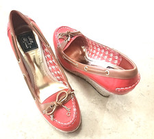 Alpargatas de cuña alta MILLY for SPERRY Topsiders charol coral talla 9M