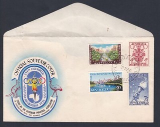 1956 OLYMPIC GAMES FULL SET PRE DECIMAL STAMP OFFICIAL FIRST DAY COVER #4