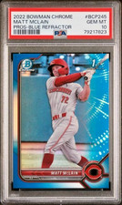 2022 Bowman Chrome Prospect Matt McLain Blue Refractor /150 1st Bowman PSA 10