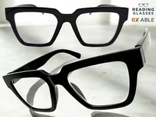 Oversized Modern Retro READING EYE GLASSES READERS Large Thick Black Frame +2.50