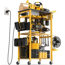 Power Tool Organizer Cart with Wheels, Garage Organizers and Storage, Worksho...